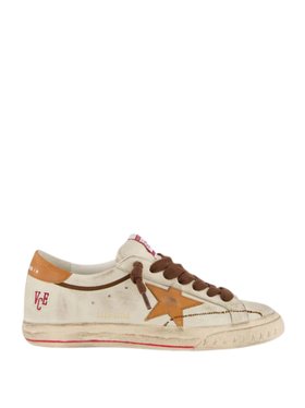 Golden Goose Beige and Brown Super-Star Leather Sneakers