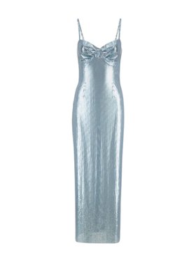 Rabanne Sky Blue Aluminium Strap Maxi Dress