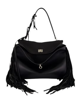 Balenciaga Black Rodeo Medium Handbag with Fringes