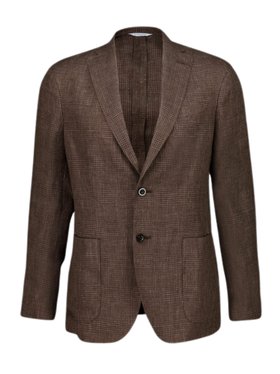 Boglioli Brown Checked Linen Blazer