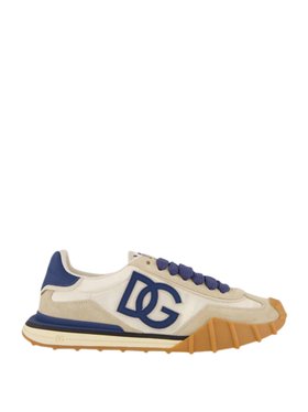 Dolce & Gabbana Ivory and Blue DG Athletic Sneakers