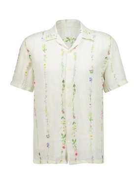 120% Lino Butter Floral Linen Short Sleeve Shirt