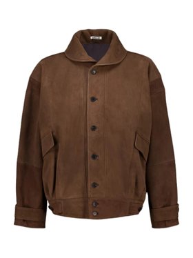 Auralee Dark Brown Silky Grain Suede Blouson