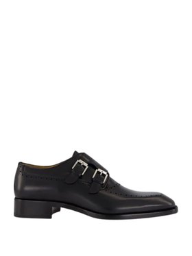 Christian Louboutin Black Sartok Calf Leather Monk Strap Shoes