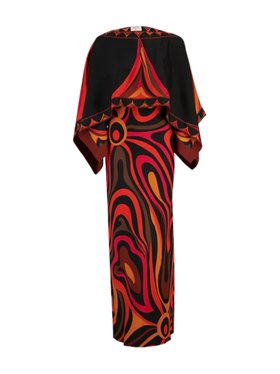 Pucci Marmo Print Silk Cape Dress