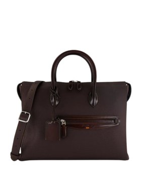 Santoni Dark Brown Leather Laptop Bag