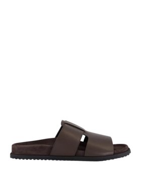 Dolce & Gabbana Ebony Flat Leather Sandals