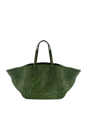 Dragon Diffusion Leaf Green Woven Leather Tote Bag