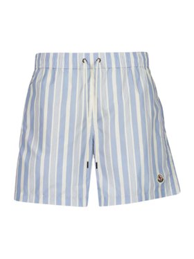 Moncler Blue Striped Swim Shorts