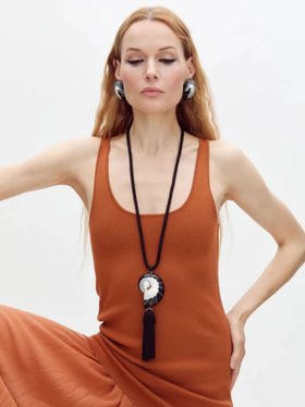 Julietta Black Nautilus Shell Tassel Necklace