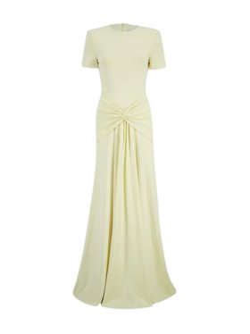 Roland Mouret Yellow Waterfall Twist Jersey Maxi Dress
