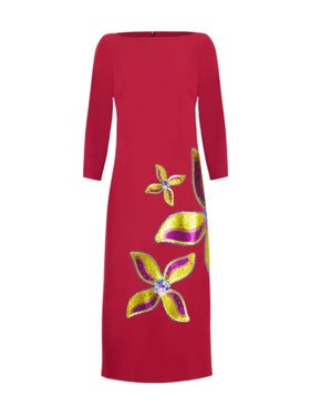 Paula Bellona Red Dahlia Sequin Long Dress