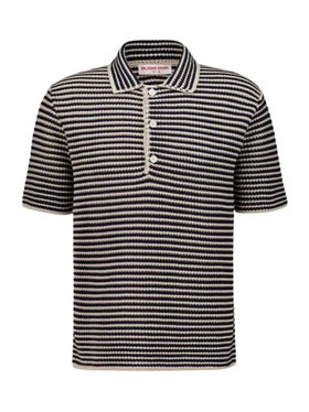Orlebar Brown Night Iris Lowry Stripe Crochet Polo