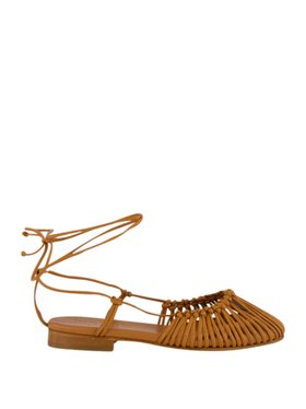 HEREU Tan Mantera Round-Toe Knotted Sandal