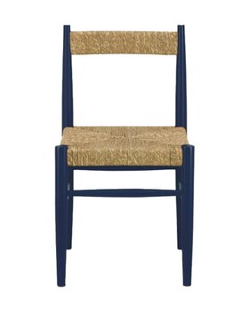 House of Capricorn Handmade Francisco Blue Wood and Natural Cord Dining Chair