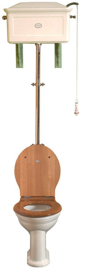 High-level WC Set with Cast Metal Cistern (White Ceramic)