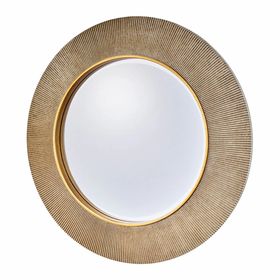 Alora Round Ribbed Bevelled Mirror - Gold