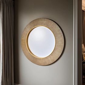 Alora Round Ribbed Bevelled Mirror - Gold