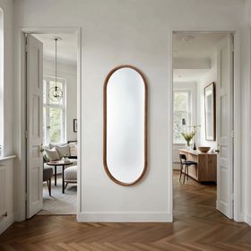 Quebec Full Length Oval Mirror - Walnut