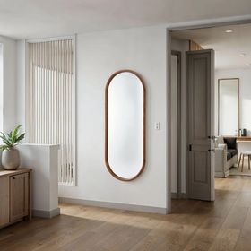 Quebec Full Length Oval Mirror - Walnut