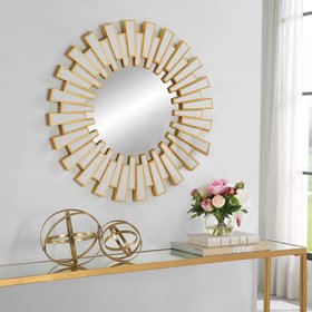 Rays Round Mirror - Gold
