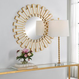 Rays Round Mirror - Gold