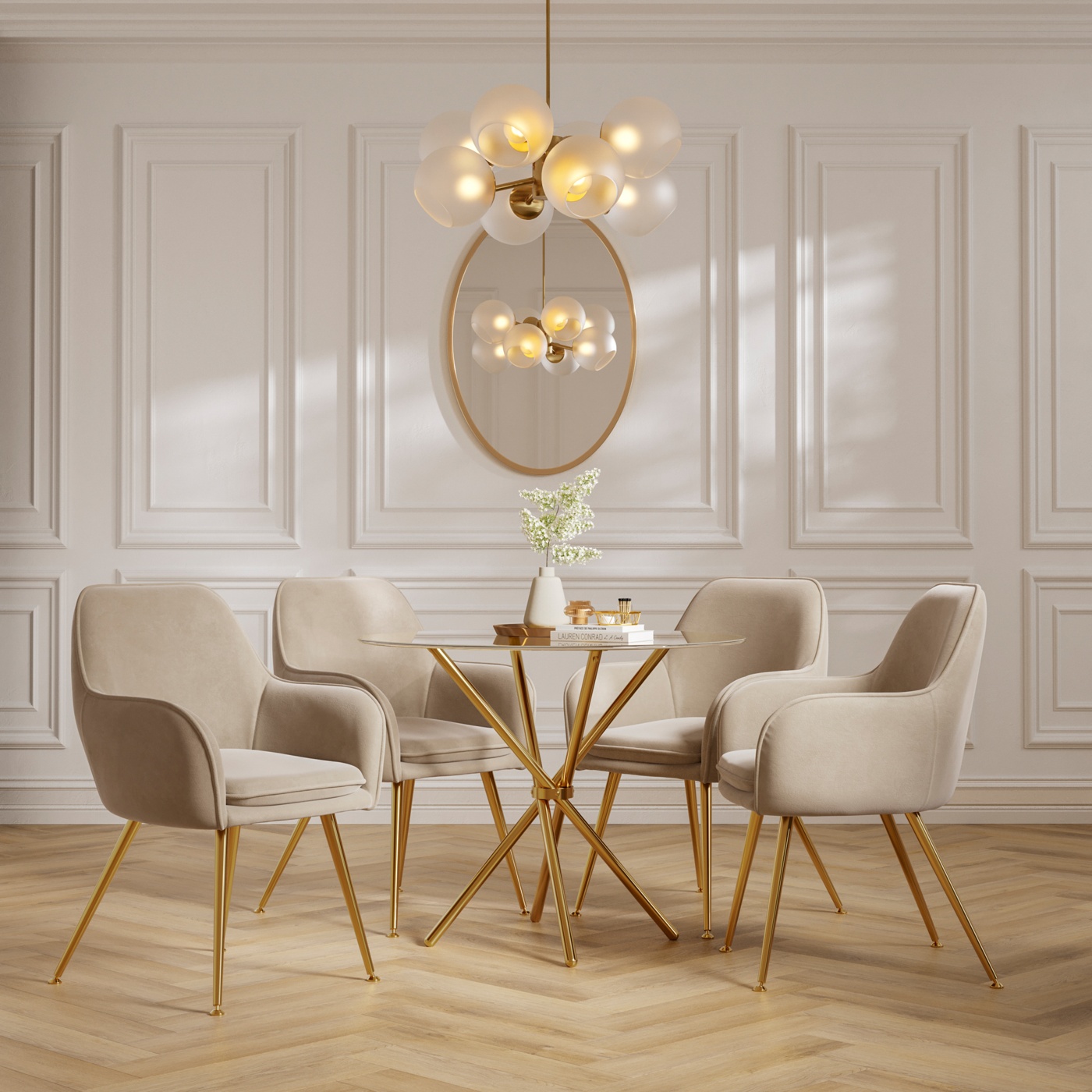 Maison Dining Table - Clear Glass & Gold