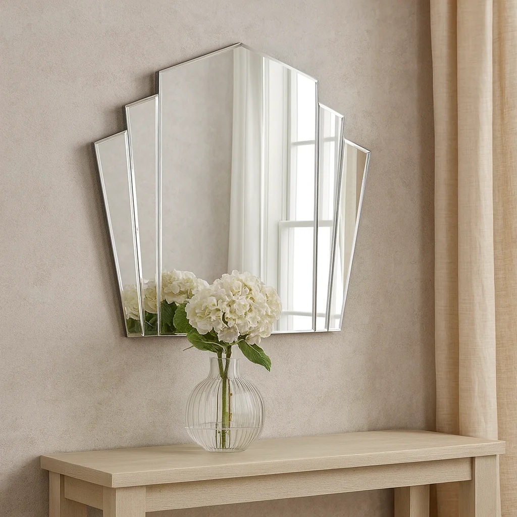 Akola Art Deco Wall Mirror - Silver