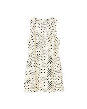 Ecru & Black Spot Print Mini Shift Dress