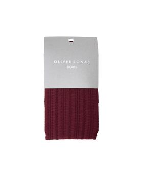 Burgundy Heart Print Tights