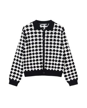 Monochrome Scalloped Knitted Jacket