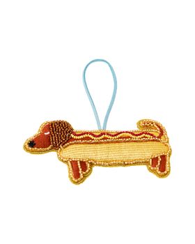 Hot Dog Embroidered Christmas Tree Decoration
