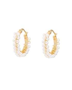 Sukie Faux Pearl Detail Gold Tone Hoop Earrings