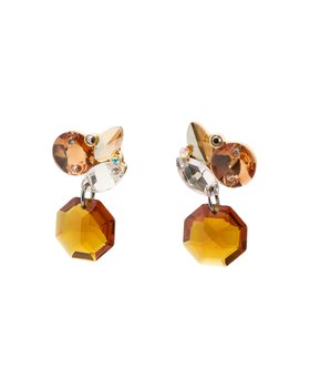 Camille Brown Stone Gold Tone Statement Earrings