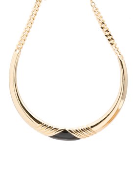Aldena Black Enamel Inlay Chunky Torque Necklace