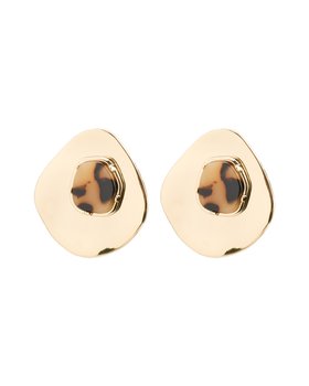 Elowen Tortoiseshell Inlay Organic Shape Gold Tone Earrings