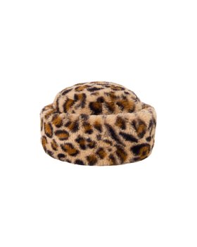 Brown Animal Print Faux Fur Cossack Hat