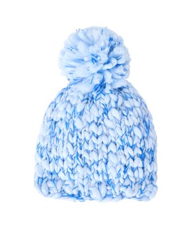 Pale Blue Chunky Knitted Pom Pom Bobble Hat