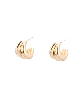 Hadlee Triple Row Gold Tone Small Hoop Earrings