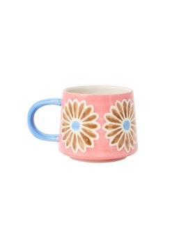 Pink & Brown Flower Ceramic Mug