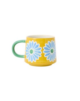 Yellow & Blue Flower Ceramic Mug