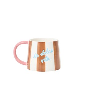 Brown & White Striped La Dolce Vita Ceramic Mug