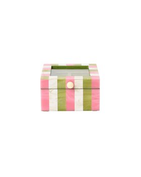 Pink & Green Resin Striped Small Jewellery Box