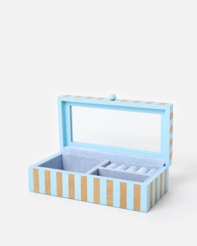 Blue & Brown Resin Striped Large Jewellery Box