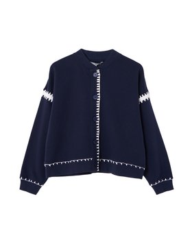 Navy Blue Button Up Bomber Jacket