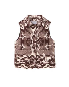 Brown & Cream Floral Wool Blend Gilet