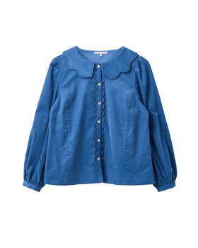Blue Corduroy Scalloped Collar Shirt