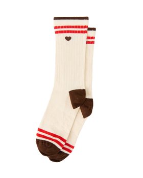 Brown & Red Striped Heart Sporty Ankle Socks