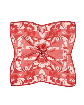 Red Floral Pinstripe Large Square Scarf