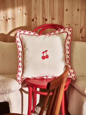 White & Red Schiffli Cherry Cushion Cover £32.5